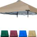 Canopy Replacement Top Silver Coated with Air Vent Upgraded Adjustable Straps for Most 12x12 Straight Leg Frame, (Khaki)