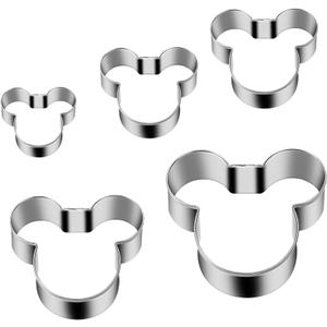 Mouse Cookie Cutter Sandwich Cutters for Kids DIY Lunchbox Bento Box Fruit Cutters Vegetable Cutters for Children Boys Girls, Pack of 5