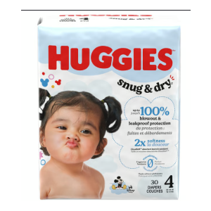 Huggies Snug & Dry 22-37 lbs Size 4 Baby Diapers (124 ct)