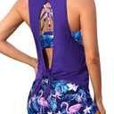 Aqua Eve 3 Piece Tankini Swimsuit for Women Tank Bathing Suit with Shorts Open Back Athletic Swimwear