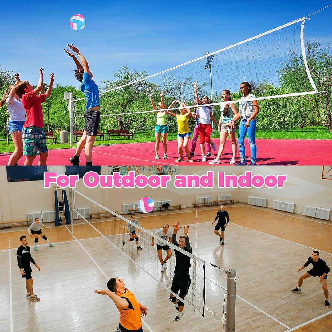 ELKCIP Volleyballs Official Size 5, Waterproof Soft Bulk Recreational Volley Balls and Net Bag for Indoor Outdoor Beach Pool Water Sand Game Training Match Gift for Beginner Teenager