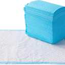Amazon Basics Leakproof, Absorbent, Disposable Puppy Pads for Potty Training, Heavy Duty Absorbency, Regular Size, 24 x 23 Inches, Pack of 50, Blue & White (Regular (50 Count))