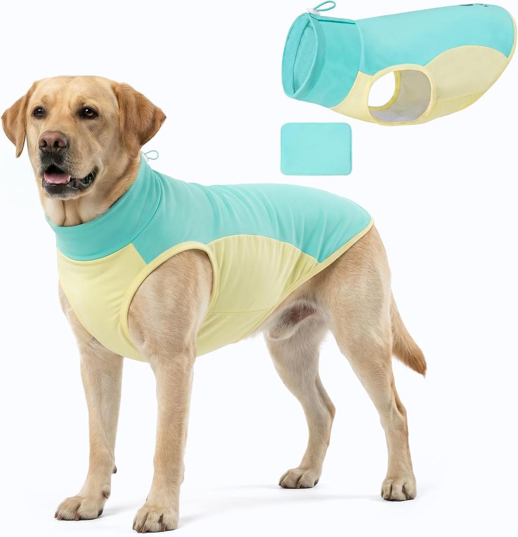 KYEESE Dog Cooling Vest, Lightweight Shirt with Insert Cooling Pad, Sun Protection Summer Heat Relief Outfit for Dogs, Reflective Dog Clothes for Outdoor Walking, Blue, 3XL (XXX-Large (55-75lbs))