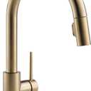Delta Trinsic Brushed Gold Kitchen Faucet with Pull Down Sprayer, Modern Single Hole Kitchen Sink Faucet, Single Handle, Champagne Bronze 9159-CZ-DST