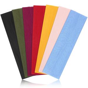 2 x Headbands for Women, Stretchy Non Slip Soft Cotton Cloth Hair Bands for Sports, Workout, Yoga and Running, 7pcs (Black, military green, burgundy, bright red, orange, flesh)