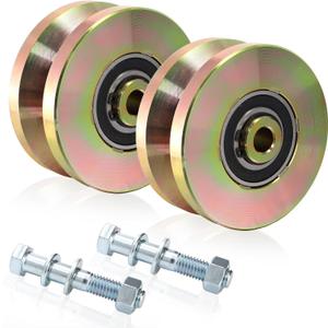 Goaste 2 Pack 4" Solid Slide V Groove Wheels, Heavy Duty Sliding Gate Casters, 1-3/4" Width Rolling Gate Wheels with Screw & Double Bearings for Industrial Machines Rail, Load Capacity 1000 Lbs