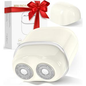 Facial Hair Removal for Women Face: Portable Painless Face Shaver with 2 Dual Blades - Rechargeable Hair Remover Device for Peach Fuzz Upper Lip Chin - Ideal for Travel/Makeup Prep