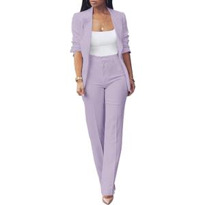 HuiSiFang Womens Fall Fashion 2 Piece Blazer Sets Open Front Blazers and Slim Fit Pants Suits Set XL