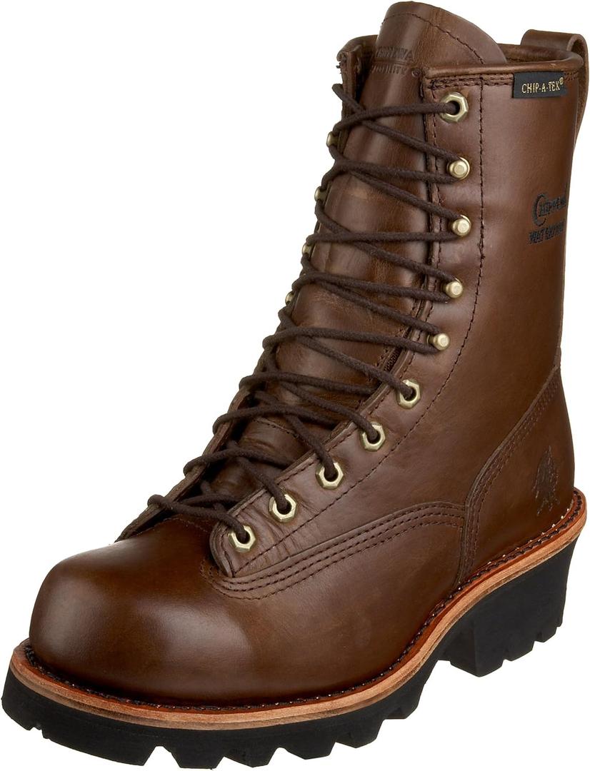 Chippewa Men's Paladin 8" Lace-to-Toe Logger Boots - Waterproof, Slip-Resistant Work Boots for Men (11, Bay Apache)