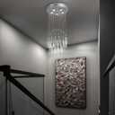 GreeLustr Modern Crystal Pendant Light Silver, 5-Light Multi-Line Pendant Lighting, Adjustable Hanging Ceiling Chandelier Light Flush Mount for Hallway, Dining Room, Bedroom, GU10 Cylinder Circle