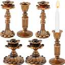 Suclain 6 Pcs Vintage Candlestick Holders Taper Resin Candle Holder Retro Antique Candle Holder Floral Decorative Candlesticks for Wedding Anniversary Table Centerpieces Fireplace Home Decor(Bronze) (Bronze)