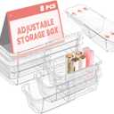 8 Pcs Mixed Extendable Clear Drawer Organizer, All Adjustable Vanity Storage Box, 2-Size Desk Drawer Organizer, Acrylic Storage Bins for Makeup, Cosmetic, Bedroom Dressers Tool Organizer for Gadgets (4 Large + 4 Medium - Clear)