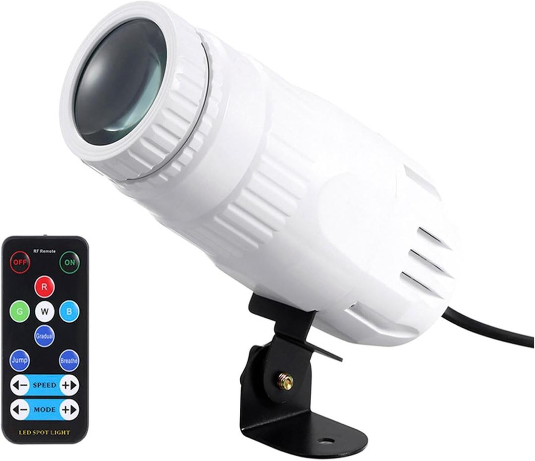 Lixada Pinspot LED DJ Effect Light, Mini RGBW LED Beam Spot Lights, Pinspot Light with Remote Spotlight Stage Effect Lighting for DJ Disco Party Bar Club Show Wedding (White)