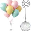 Crystal Balloon Stand for Table (2 Pack), Diamond Cut Acrylic Base with Secure Metal Clips, 85g Heavy Duty Tabletop Balloon Weight for Weddings, Birthdays, Parties, Elegant Centerpiece Decoration
