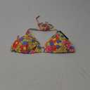 Tempt Me Women Triangle Bikini Top String Halter Bathing Suits Top Only No Bottom (Large, Colorful Flowers)