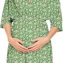 Nursing Dresses Breastfeeding Dress for Women - V Neck Maternity Nursing Dress Flowy Boho Floral Vacation Dress (Green, S)