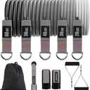 Resistance Bands with Handles, Single Resistance Bands, Exercise Bands with Handles, for Resistance Training, Physical Therapy, Home Workouts, Fitness, Pilates (Black gray -200lbs)