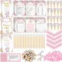 Sherr 476 Pcs Elephant Themed Baby Shower Games 6 Sets Activities Card Pacifier Hunt Game 50 Pacifier How Big Is Mommy's Belly Sign 50 Guessing Card 2 Measuring Tape Don't Say Baby Sign 50 Clothespin (Pink)
