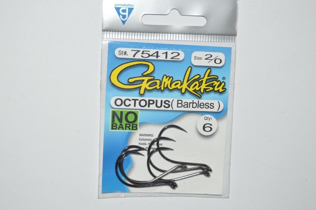 Gamakatsu octopus hook barbless safe size 2/0, 2 pack 