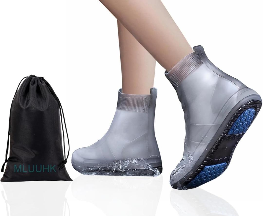 Waterproof Shoe Covers, Reusable Shoe Covers Non-Slip Shoes Boots for Outdoor Cycling Camping Fishing Travel (XX-Large, Grey)