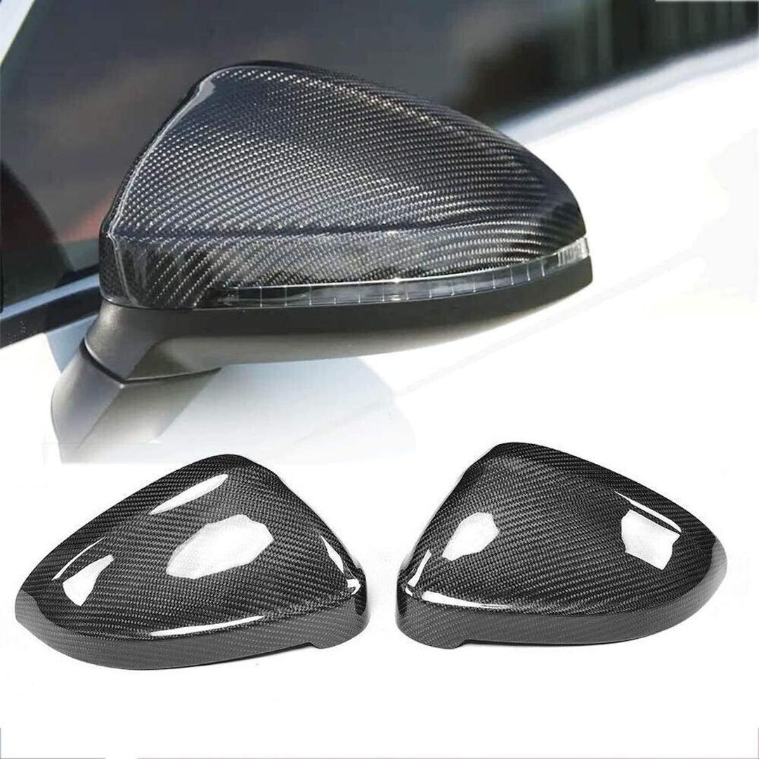 Real Carbon Fiber Mirror Covers, Rearview Side Wing Mirror Caps Shell for Audi A4 B9 S4 RS4 A5 RS5 2017-2024 (Without Lane Assist)