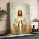 Jesus Canvas Wall Art Christian Cross Wall Decor Pictures God Painting Divine Mercy Poster Print for Church Prayer Room Living Room Decoration (12x16)