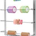 BATTIPAW 4-Tier Ribbon Wall Holder, Ribbon Wall Rack with Sliding Hooks, Wall Mounted Ribbon Organizer, Sewing Thread Wall Holder, Metal Wall Rack for Wire Spools, Fabric, Scarves, Belts, Towels
