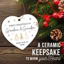 2 x ZAGKOO First Christmas as Grandma and Grandpa Ornament 2025 - Baby Due in 2026 Ornament - New Grandparents Promoted to Grandparents Pregnancy Announcement Ceramic Heart Ornaments