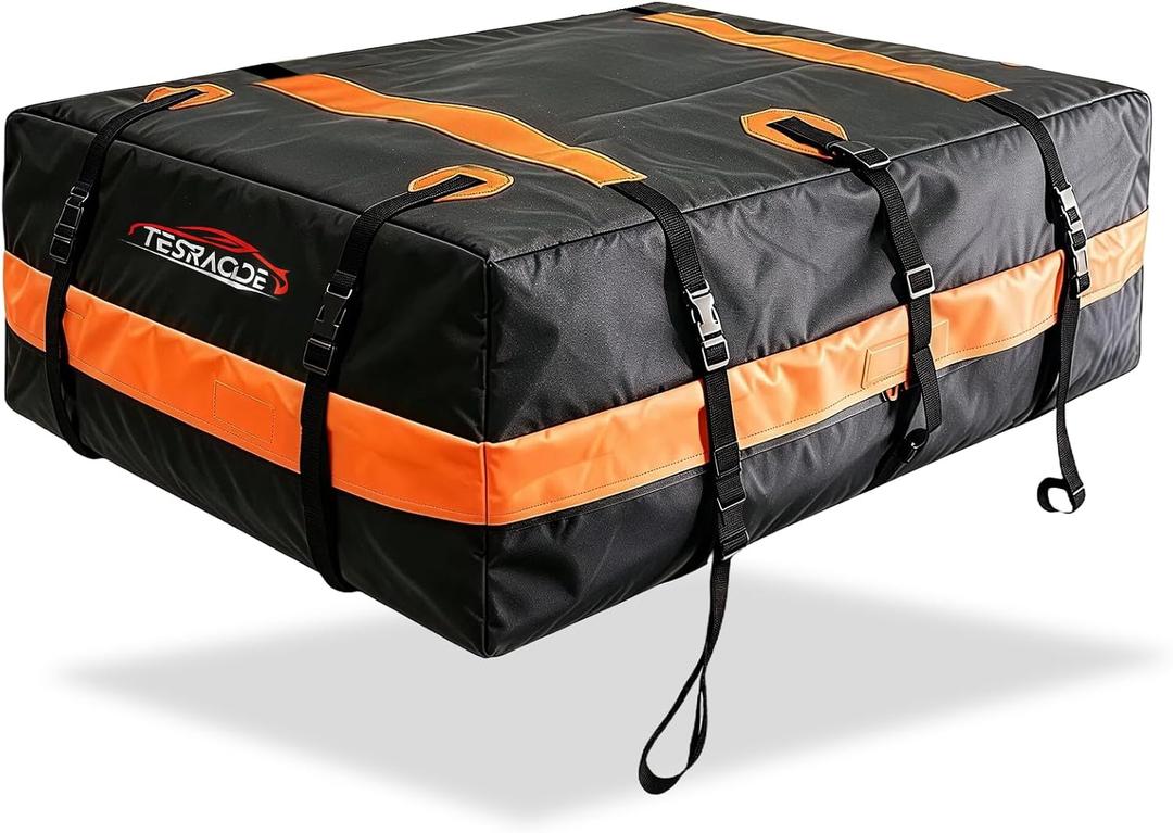 22 Cubic Feet Car Rooftop Cargo Carrier Roof Bag | Fits Cars With / Without Roof Racks/Waterproof & Tear‑resistant/with anti‑slip mat, lock & storage bag/ for Road Trip