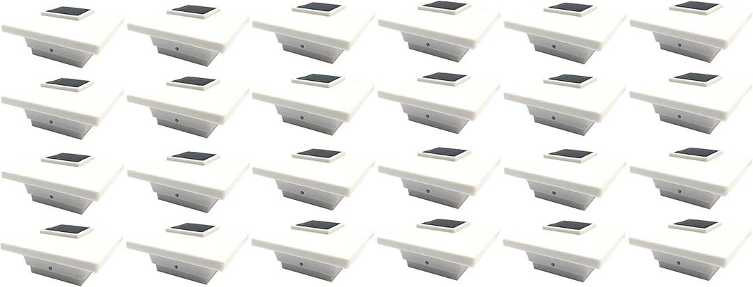 Solar (24-Pack) Low Profile Black/White Will Fit 3.5"X3.5" and 4"x4" Post Deck Cap Fence LED Light (White)