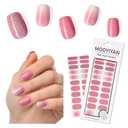 6 x MOOYIYAN Gloss Nail Strips|Uv Free|22 Pcs,Gel Nail Stickers|Long Lasting Two Weeks and Easy to Apply&Remove|Dazzle Pink