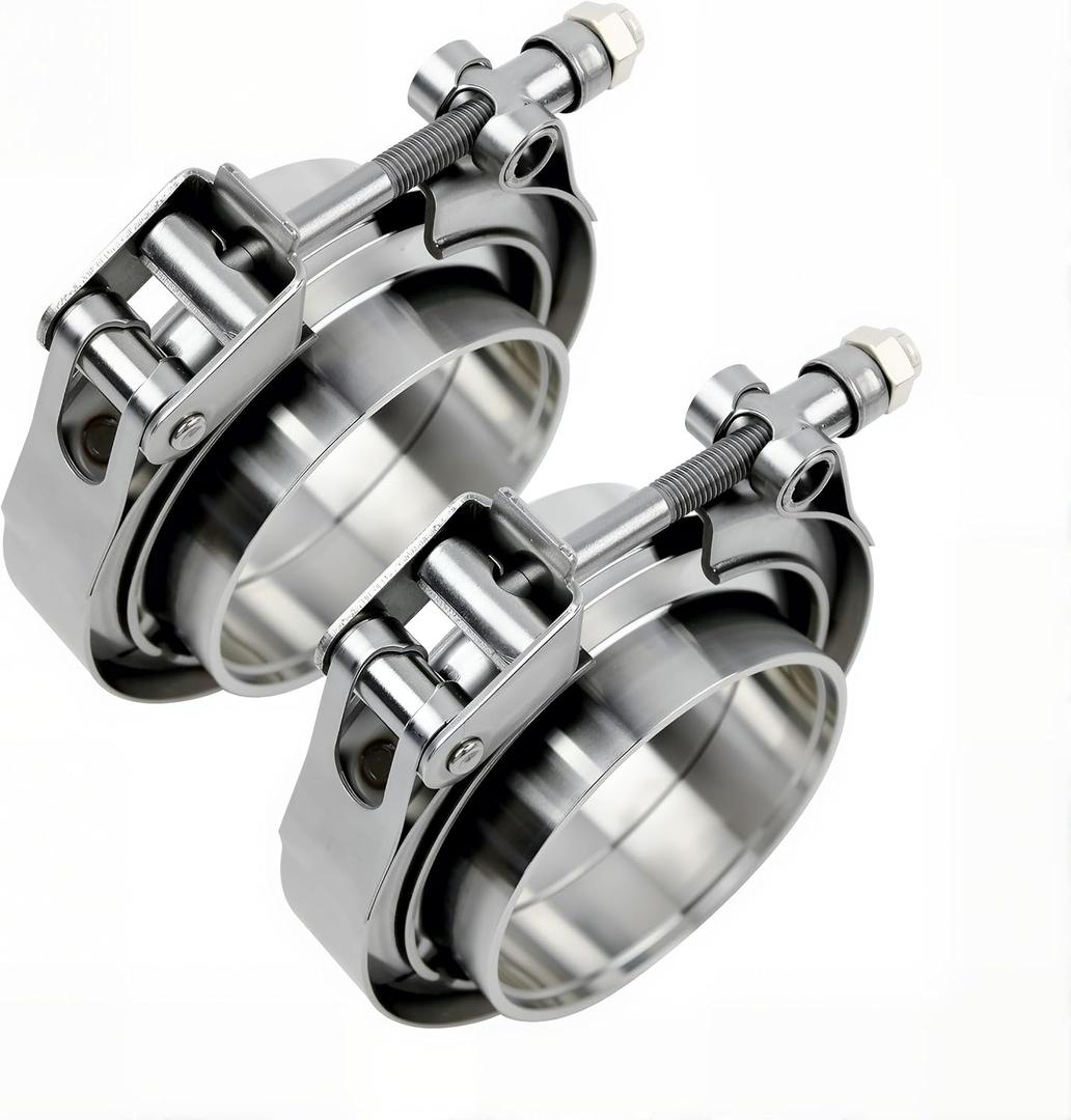 ROADFORMER 3" V Band Clamp Kit with Male Female Exhaust Flanges, 2 Pack Quick Release 3 Inch Exhaust Clamp, Stainless Steel Pipe Clamp for Turbo, Downpipe, Intercooler & Muffler