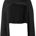 Medieval Hooded Shawl, Multifunctional Cowl Scarf, Costume Accessory for Viking Shaman Renaissance (Black)