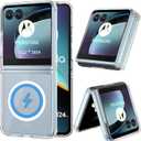for Moto Razr Plus 2024/2025 Case, Motorola Razr+ 2025/2024 Magnetic Phone Cover Compatible with MagSafe, Built-in Metal Fastener [Prevents Case Slipping Out], Anti-Yellow Protection (Clear)