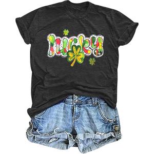 St Patricks Day Shirt Women: Lucky Shamrock Tshirt Irish Shirts St Patricks Clover Short Sleeve Tee Top