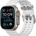 Odbeai Ocean Sport band Compatible with Apple Watch Ultra 2 3/Ultra Band for Men 49mm 46mm 45mm 44mm 42mm,Soft Silicone Outdoors Waterproof for iWatch Bands Ultra 2/Series 11 10 9 8 7-1 SE Men White