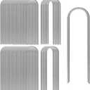 AAGUT 12 Inch Garden Stakes 50 PCS Fence Ground Stake Heavy Duty Yard Landscape Staples Galvanized Tent Spikes 11 Ga Lawn Pins for Dog Fencing, Drip Irrigation Hose, Weed Barrier Fabric, Chicken Wire