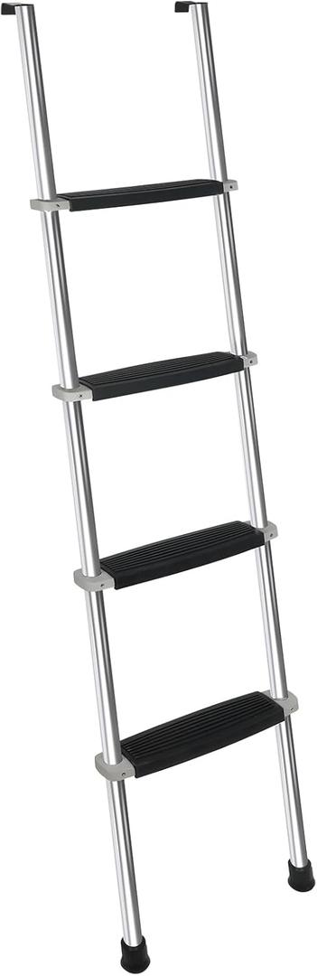 52" RV Bunk Ladder, 4 Wide Step Aluminum Camper Bunk Bed Ladder with Anti-Slip Rubber Foot Pads, Silver 