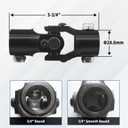 3/4" Round x 3/4" Round Single Steering Shaft Universal U Joint 3/4" Round to 3/4" Round Black Steering Shaft Universal Coupling 35 Working Angle 3-3/4" Total Length