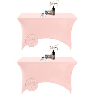 2Pack Spandex Waterproof Table Covers 4ftSpandex 4ft Waterproof Table Cover for Party,Wedding, Banquet, and Events(Blush Pink) (48"x30"(Rectangular)2PACK)