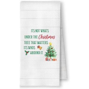 Christmas Tree Kitchen Towels, Farmhouse Christmas Dish Tea Towels, It's Not What's Under The Xmas Tree That Matters Winter Decorative Hand Towel for Bathroom Kitchen, 16x24 Inch