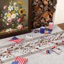 Wavwavw 59 Inches 4th of July Patriotic Garland Lighted Red White Blue Memorial Day Garland Artificial Star and Berry Lights Battery Operated 250th Anniversary Decor for Home Mantle Fireplace Table
