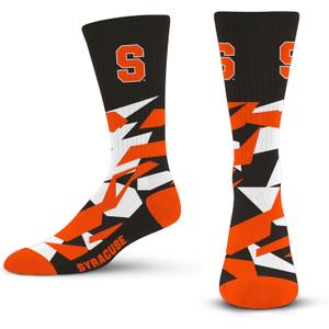 For Bare Feet NCAA SYRACUSE ORANGE Shattered Camo Crew Sock Team Color Large