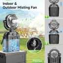 Misting fan with 7L bucket 90Oscillating ,4 Spray Mister 25000mAh Rechargeable Camping fan with Remote Control Stepless Speed and Timer for Patios/CampingWaterproof Design Outdoor Fans (Black)