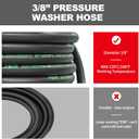 POHIR 3/8" Pressure Washer Hose 50 FT for Cold and Hot Water Max 248F with Quick Connect, 4800psi Kink Resistant Industry Grade Steel Wire Braided Synthetic Rubber Jacket with 2 M22 14mm Adapter Set