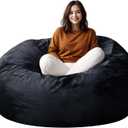 Bean Bag Chair for Adults, 4FT High-Rebound Memory Foam Bean Bag Sofa with Removable Cover, Oversized Bean Bag Couch for Gaming, Reading, and Relaxation, Black