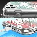 LUHOURI for iPhone 16 Pro Case with Screen Protector - Crystal Acrylic Clear - Fashionable Pattern Design -Wireless Charging -Slim Fit Protective Phone Cover for Women Girls,Tropical Floral Leaves