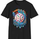 Baseball Drip Design Ice Cream Sprinkles Baseball Player T-Shirt, Size: Small