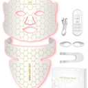 Yahi Red Light Photon Facial & Neck Mask with Remote Control, 7 Custom Modes with Infrared, Portable & Rechargeable with Timer for Home Use, 175 High-Density Light Beads, White
