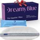 DreamyBlue Gusseted Sapphire Pillow  Adjustable Loft, Luxury Cover, Shredded Memory Foam Fill w/Cooling Beads  Ideal for Wide Shoulders  Neutral Alignment for All  CertiPUR-US Certified (Queen)